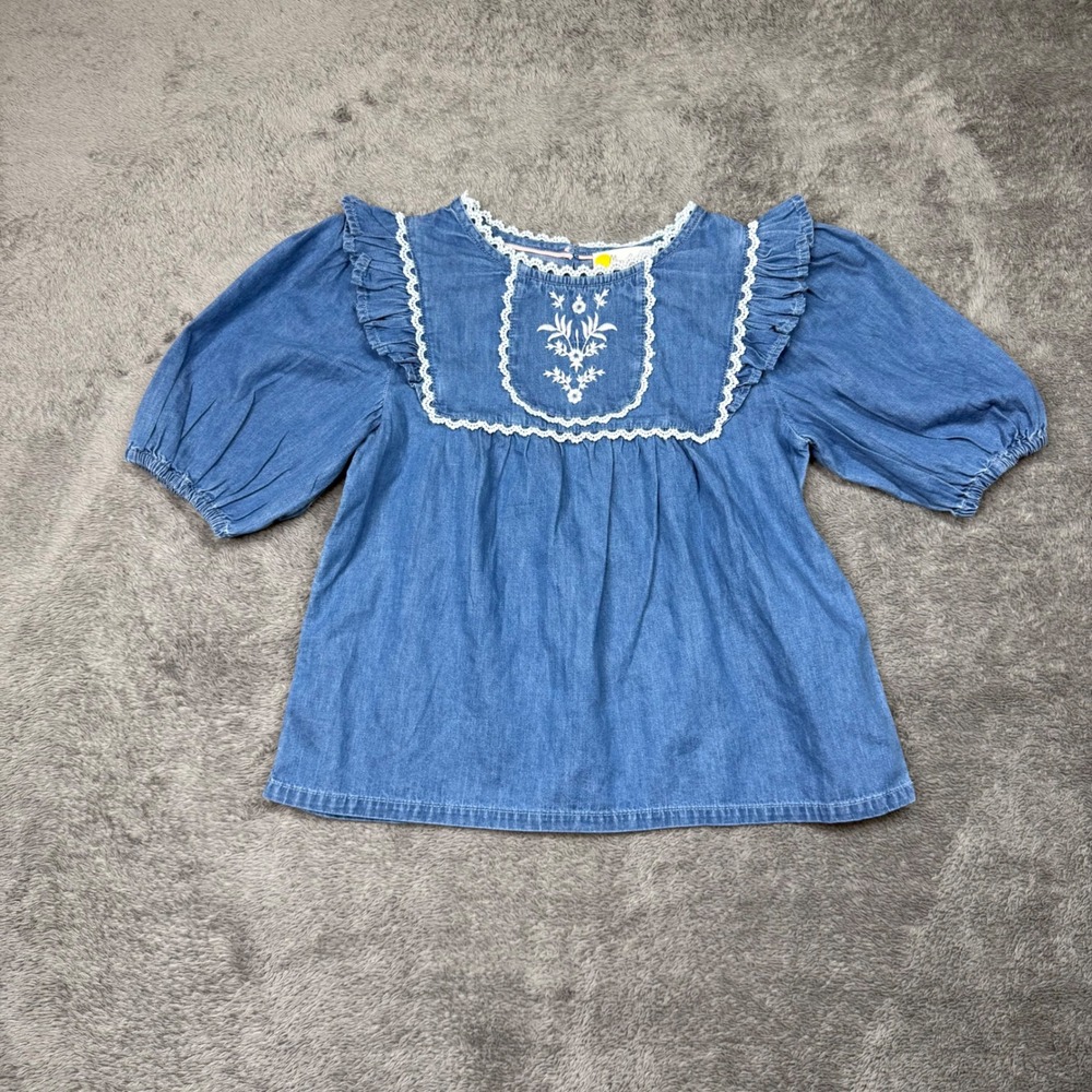 Mini‎ Boden Blue Cotton Embroidered Blouse
